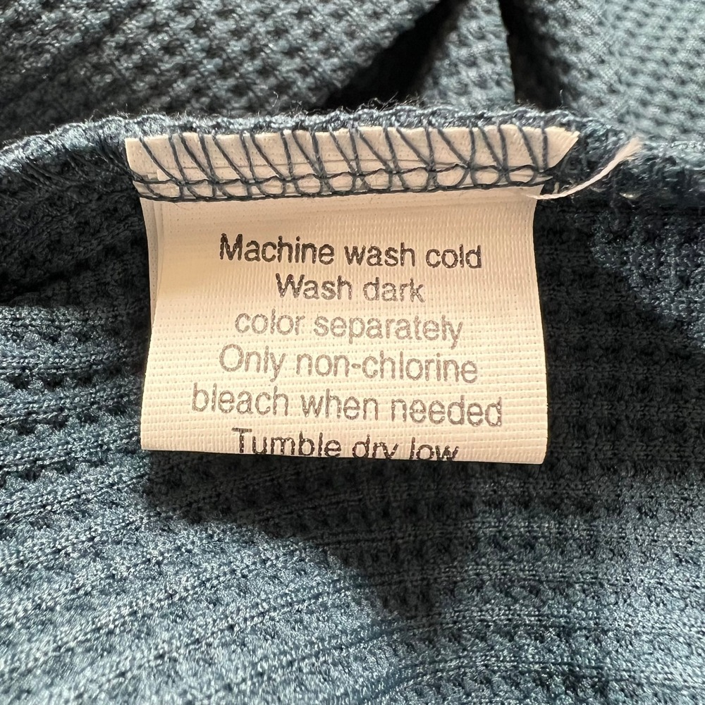 Calvin Klein Zip‎ Cardigan Juniors L Bluestone Teal Waffle Knit Short Sleeve VTG - Picture 6 of 10
